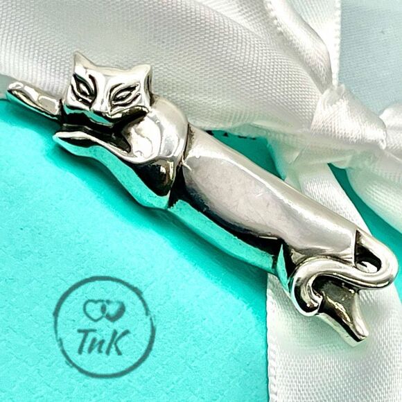 Tiffany & Co. Sterling Silver Cat Brooch Pin - 925 Silver - Picture 16 of 16
